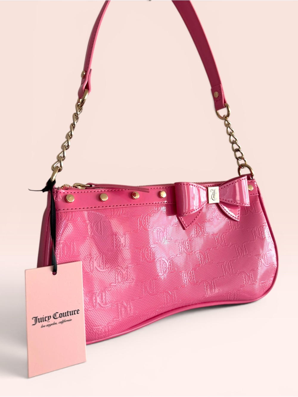 🆕 Juicy Couture Pink Lemonade For The Girls Saddle Shoulder Bag Patent Hot Pink